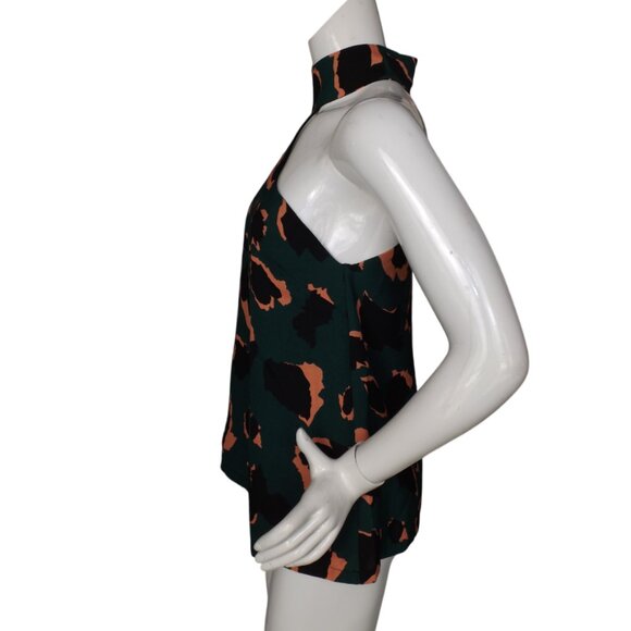ELLIATT Top, S, One Shoulder, High Collar, Green Camo/Leopard, Long sleeve - Picture 8 of 13